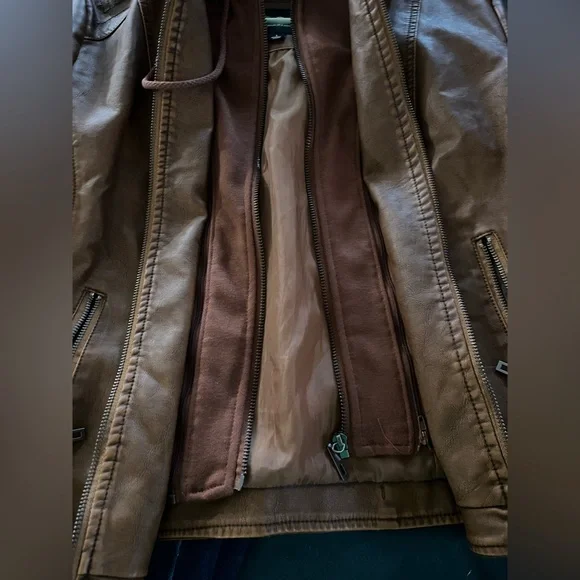 Brown Faux Leather Jacket - Picture 4 of 10